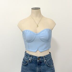 SUPERDOWN Powder Blue Crop Corset Top